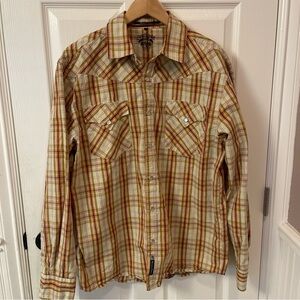 South Pole Plaid Button Down Shirt - Red, Yellow, Cream